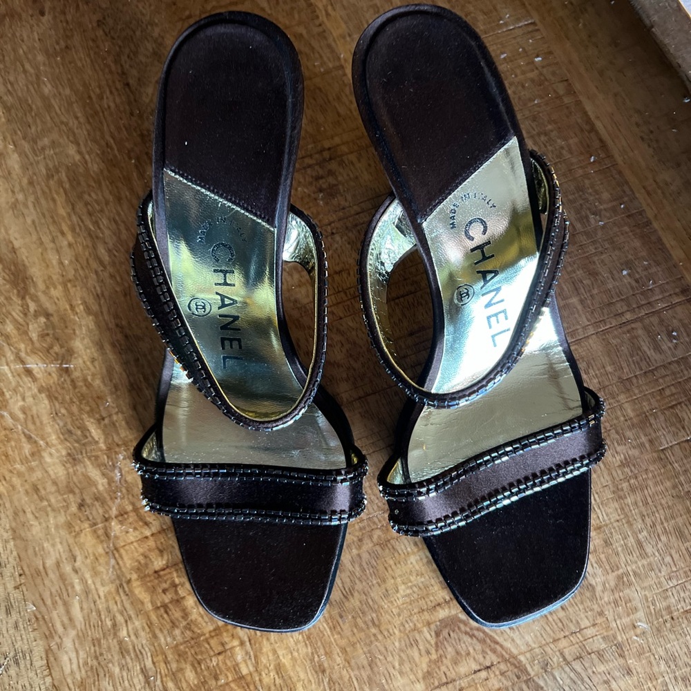 AUTHENTIC CHANEL SATIN SANDALS